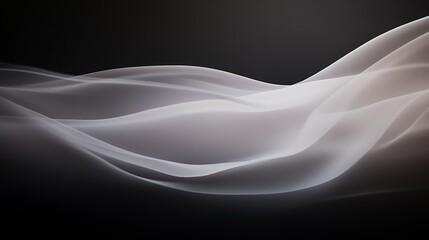 Wall Mural - Abstract white flowing waves on a dark background.