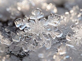 Canvas Print - Close-Up of a Delicate Snowflake in Winter