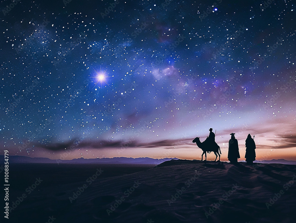 the three wise men and the star of bethlehem at night Stock Photo ...