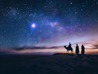the three wise men and the star of bethlehem at night
