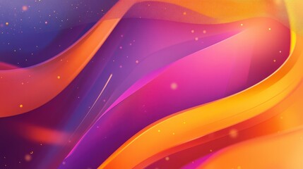 Poster - Abstract Background with Swirling Orange, Pink, and Purple Curves and Glimmering Lights