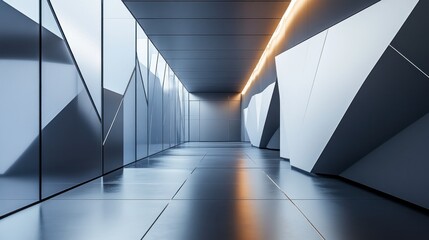 Poster - Abstract Modern Architecture with Geometric Patterns and Reflective Surfaces
