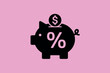 © Deivison - Piggy bank with percentage symbol on the front, business, finance and savings concept.