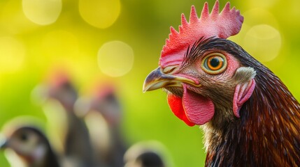 Poster - Close-Up of a Colorful Rooster in Nature