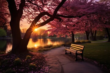 Sticker - Photo of park outdoors nature sunset.