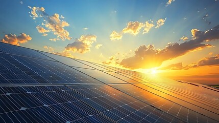 Poster - Solar Panels Generating Clean Energy at Solar Farm for Environmental Sustainability