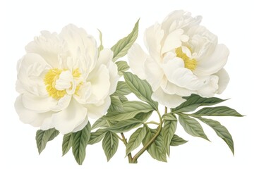 Poster - Elegant white peony flowers illustration