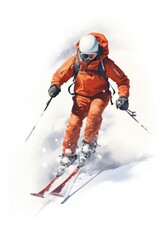 Poster - Skier recreation footwear helmet.