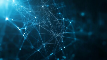 Poster - A vibrant blue abstract representation of interconnected nodes and lines, symbolizing technology, data transfers, or neural networks.