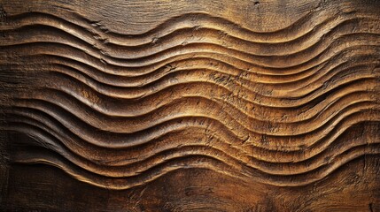 Leinwandbilder - Textured wooden artwork with flowing wave patterns, showcasing natural tones and intricate design, perfect for decorative purposes.