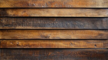 Leinwandbilder - Rustic wooden planks with rich textures and warm tones, arranged in horizontal layers, creating a classic farmhouse aesthetic.