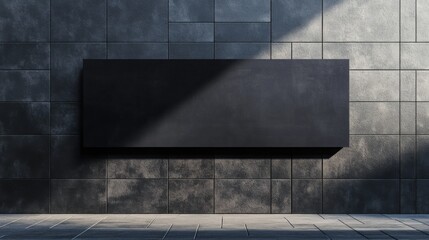 Aufkleber - A minimalistic black structure casts shadows against a textured gray wall, creating a sharp contrast in design.
