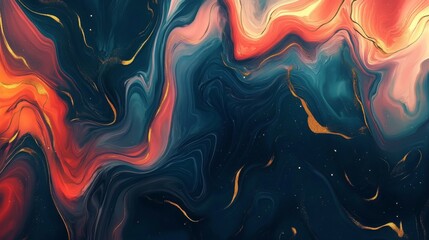Poster - A vibrant abstract design featuring swirling colors of red, blue, and gold against a dark background, evoking a sense of motion and creativity.