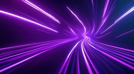 Wall Mural - Abstract purple light rays background, a space-time tunnel effect, the speed of light. Abstract futuristic neon background.