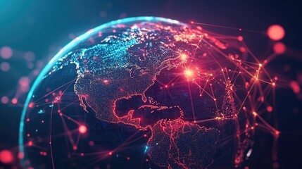 Poster - Global network on Earth concept, technology for internet business. Global world network