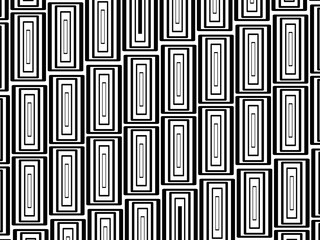 Wall Mural - Seamless vector abstract geometric pattern. Woven textile fabric with black and white crossed straight lines. Background texture in a diagonal arrangement. Black and White Hypnotic Background.