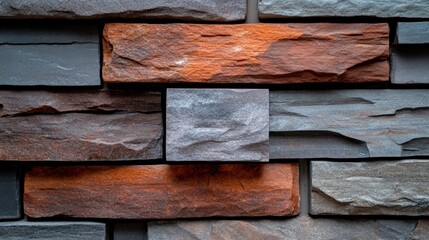 Poster - This image features a textured stone wall composed of various stones, each uniquely colored and shaped, creating a striking and detailed visual pattern.