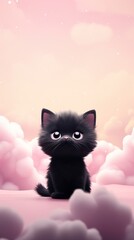 Canvas Print - Black kitten dreamy wallpaper animal mammal cat.