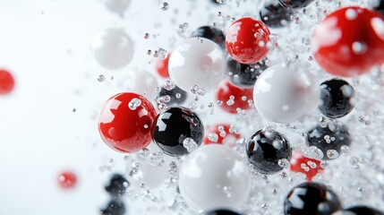 Poster - Energetic and vibrant splash of colorful spheres representing a dynamic and lively interaction, with emphasis on movement and energy in the composition.