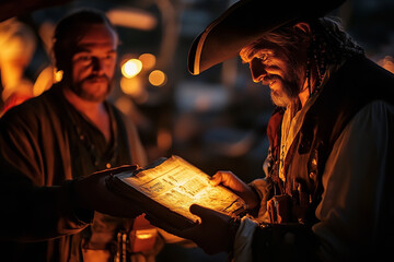 Canvas Print - Secretive Exchange of Stolen Goods at Pirate Port  