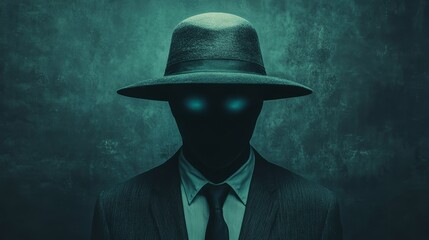 Poster - A man in a suit and hat with a dark background