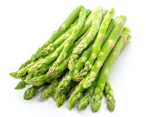 Sticker - Fresh Green Asparagus Spears Neatly Arranged on White Background