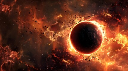 Wall Mural - dramatic gravitational vortex formed by imploding black hole bomb in cosmic space background