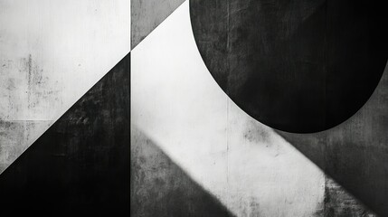 Poster - A Concrete Wall with Geometric Shapes Painted in Black and White