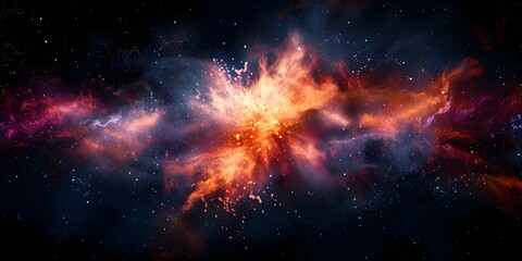 Poster - Vibrant Cosmic Explosion of Swirling Stars and Nebula Clouds in Spiraling Galaxy