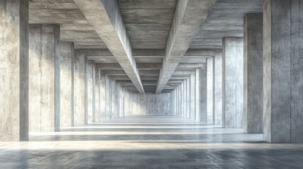 Poster - Concrete Structure with Pillars and Beams in a Minimalist Design