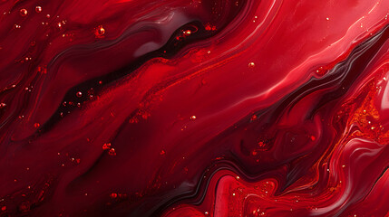 Wall Mural - Red abstract patterns swirling red liquid colors, fluid ink wave background