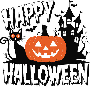 Halloween silhouette vector art illustration 