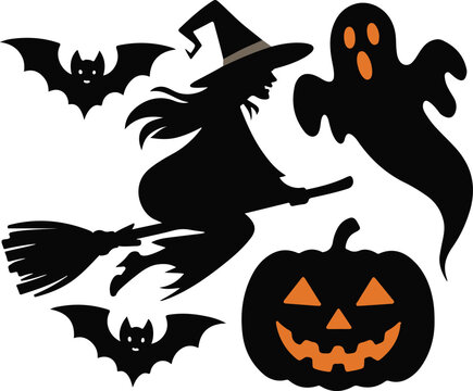 Halloween silhouette vector art illustration 