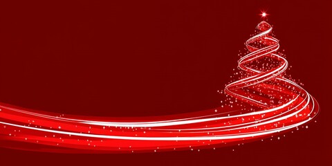 Abstract Christmas tree on a red background