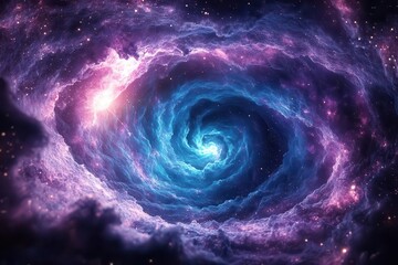 Wall Mural - stunning blue and purple galaxy background swirling cosmic patterns and twinkling stars created with