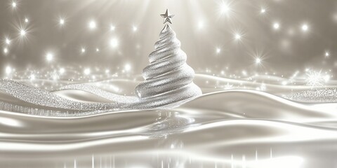 Canvas Print - Silver Christmas tree on a sparkly background