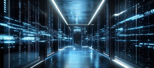 Poster - A holographic representation of data streams in a futuristic data center 