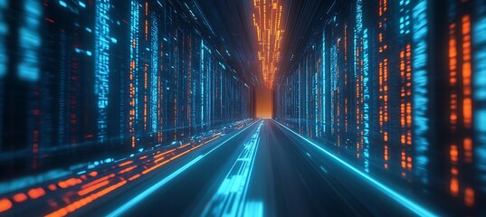Poster - A holographic representation of data streams in a futuristic data center 
