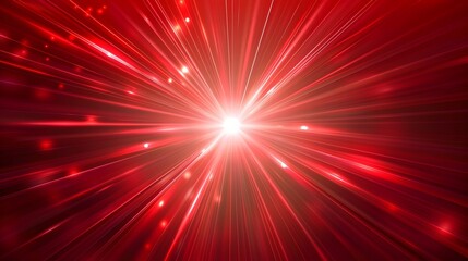 Poster - Intense Red Rays Converging on a Single Focal Point Creating a Dynamic Explosive Abstract Background
