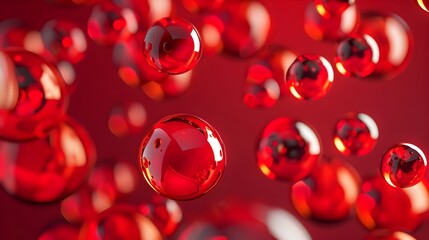 Poster - Floating Reflective Red Spheres in Surreal Futuristic Pattern Abstract Background
