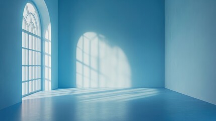 Wall Mural - Minimalist light blue room, smooth pastel blue background