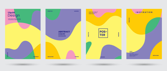 Wall Mural - Abstract collection cover design background template concept in modern minimal style for corporate identity, branding, social media advertising, promo. Minimalist template design with dynamic colorful