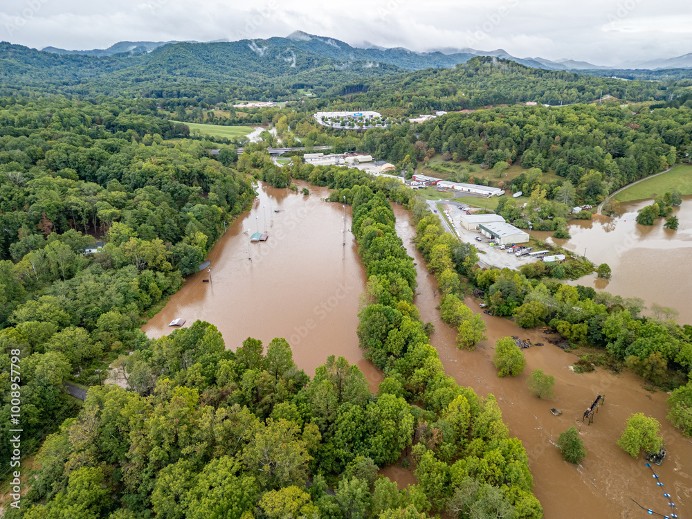 flooding from Hurricane Helene in Western North Carolina Stock Photo ...