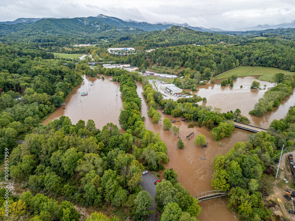 flooding from Hurricane Helene in Western North Carolina Stock Photo ...