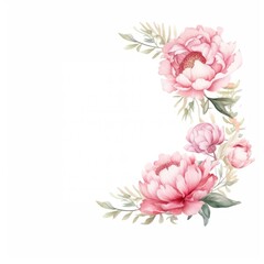 Canvas Print - Peony border pattern flower plant.