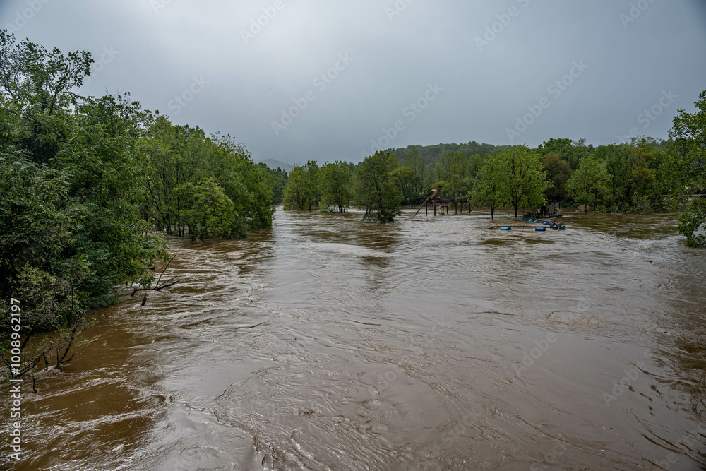 flooding from Hurricane Helene in Western North Carolina Stock Photo ...