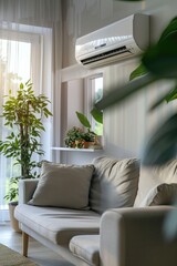 Poster - Cozy living space with sofa and AC unit