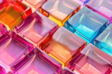 Poster - A close-up shot of colorful glass blocks stacked together