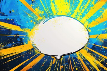 Poster - A colorful design with a speech bubble on a blue and yellow background