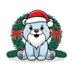 Wall Mural - Christmas themed sticker design background White bear